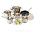 12PCS stainless steel cookware pot/kictchen cooking set/induction European pot